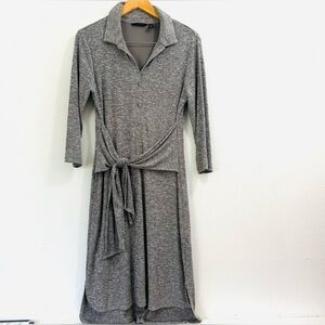 H by Halston Collared Mid Length Sleeve Tie Waist Dress Size Medium Lined